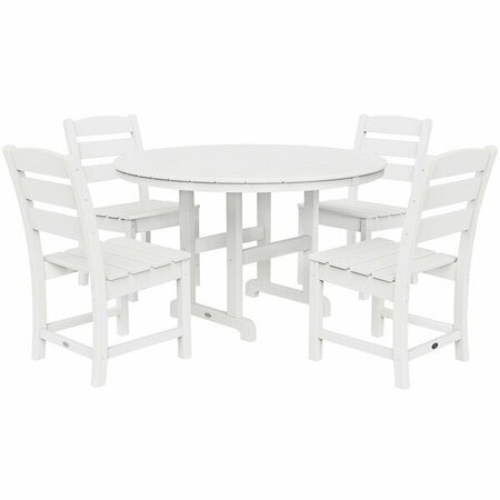 POLYWOOD Lakeside 48'' White 5-Piece Round Table Dining Set 633PWS5171WH